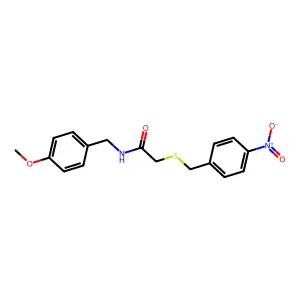 N-[(4-methoxyphenyl)methyl]-2-[(4-nitrophenyl)methylsulfanyl]acetamide structure