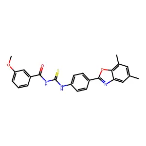 N-[[4-(5,7-dimethyl-1,3-benzoxazol-2-yl)phenyl]carbamothioyl]-3-methoxybenzamide structure