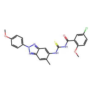 5-chloro-2-methoxy-N-[[2-(4-methoxyphenyl)-6-methylbenzotriazol-5-yl]carbamothioyl]benzamide structure