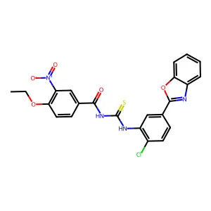 N-[[5-(1,3-benzoxazol-2-yl)-2-chlorophenyl]carbamothioyl]-4-ethoxy-3-nitrobenzamide structure