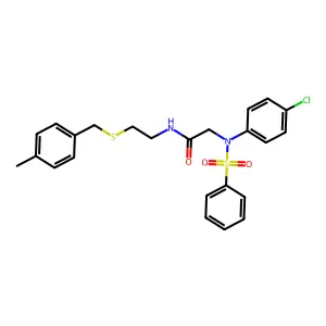 2-[N-(benzenesulfonyl)-4-chloroanilino]-N-[2-[(4-methylphenyl)methylsulfanyl]ethyl]acetamide structure