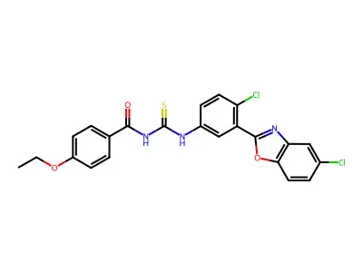 N-[[4-chloro-3-(5-chloro-1,3-benzoxazol-2-yl)phenyl]carbamothioyl]-4-ethoxybenzamide structure