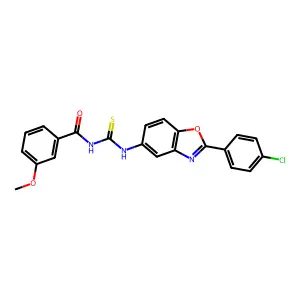 N-[[2-(4-chlorophenyl)-1,3-benzoxazol-5-yl]carbamothioyl]-3-methoxybenzamide structure