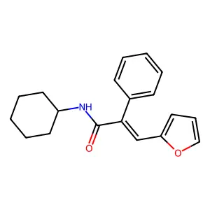 (E)-N-cyclohexyl-3-(furan-2-yl)-2-phenylprop-2-enamide structure