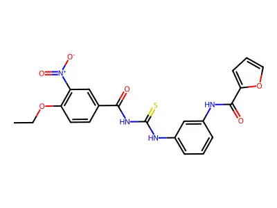 N-[3-[(4-ethoxy-3-nitrobenzoyl)carbamothioylamino]phenyl]furan-2-carboxamide structure