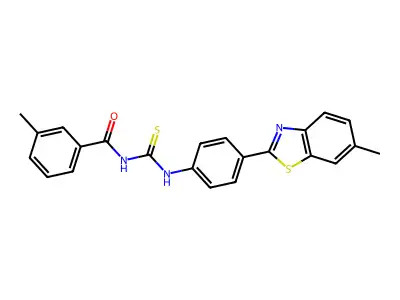 3-methyl-N-[[4-(6-methyl-1,3-benzothiazol-2-yl)phenyl]carbamothioyl]benzamide structure
