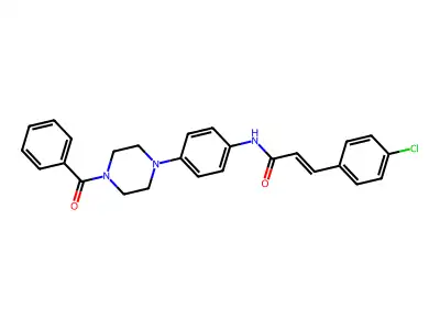 N-[4-(4-benzoylpiperazin-1-yl)phenyl]-3-(4-chlorophenyl)prop-2-enamide structure