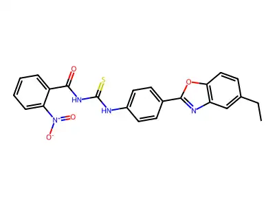 N-[[4-(5-ethyl-1,3-benzoxazol-2-yl)phenyl]carbamothioyl]-2-nitrobenzamide structure