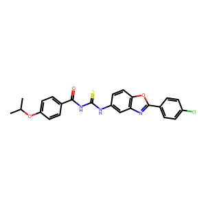 N-[[2-(4-chlorophenyl)-1,3-benzoxazol-5-yl]carbamothioyl]-4-propan-2-yloxybenzamide structure