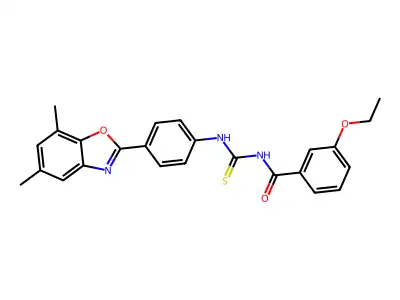 N-[[4-(5,7-dimethyl-1,3-benzoxazol-2-yl)phenyl]carbamothioyl]-3-ethoxybenzamide structure
