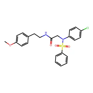 2-[N-(benzenesulfonyl)-4-chloroanilino]-N-[2-(4-methoxyphenyl)ethyl]acetamide structure