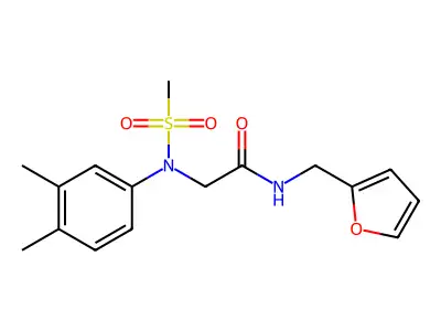 2-(3,4-dimethyl-N-methylsulfonylanilino)-N-(furan-2-ylmethyl)acetamide structure