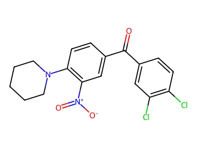 (3,4-Dichlorophenyl)(3-nitro-4-(1-piperidinyl)phenyl)methanone structure