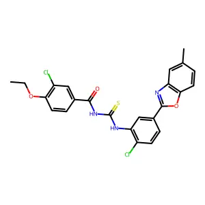 3-chloro-N-[[2-chloro-5-(5-methyl-1,3-benzoxazol-2-yl)phenyl]carbamothioyl]-4-ethoxybenzamide structure