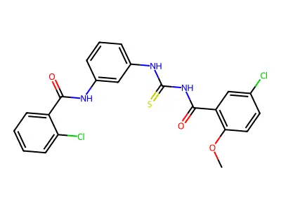 5-chloro-N-[[3-[(2-chlorobenzoyl)amino]phenyl]carbamothioyl]-2-methoxybenzamide structure