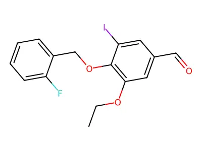 3-Ethoxy-4-[(2-fluorobenzyl)oxy]-5-iodobenzaldehyde structure