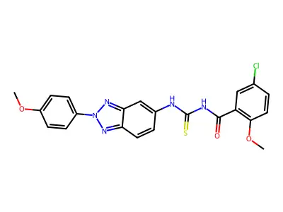 5-chloro-2-methoxy-N-[[2-(4-methoxyphenyl)benzotriazol-5-yl]carbamothioyl]benzamide structure