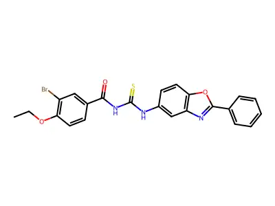 3-bromo-4-ethoxy-N-[(2-phenyl-1,3-benzoxazol-5-yl)carbamothioyl]benzamide structure