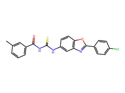 N-[[2-(4-chlorophenyl)-1,3-benzoxazol-5-yl]carbamothioyl]-3-methylbenzamide structure