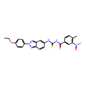 N-[[2-(4-ethoxyphenyl)benzotriazol-5-yl]carbamothioyl]-4-methyl-3-nitrobenzamide structure