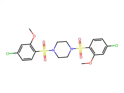 1,4-Bis(4-chloro-2-methoxybenzenesulfonyl)piperazine structure