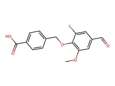 4-[(4-Formyl-2-iodo-6-methoxyphenoxy)methyl]benzoic acid structure