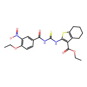 ethyl 2-({[(4-ethoxy-3-nitrophenyl)carbonyl]carbamothioyl}amino)-4,5,6,7-tetrahydro-1-benzothiophene-3-carboxylate structure