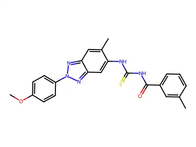 N-[[2-(4-methoxyphenyl)-6-methylbenzotriazol-5-yl]carbamothioyl]-3-methylbenzamide structure