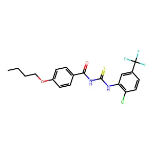 4-butoxy-N-[[2-chloro-5-(trifluoromethyl)phenyl]carbamothioyl]benzamide structure