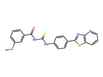 3-methoxy-N-{[4-([1,3]oxazolo[4,5-b]pyridin-2-yl)phenyl]carbamothioyl}benzamide structure