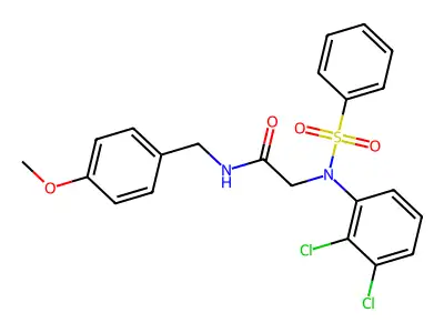 2-[N-(benzenesulfonyl)-2,3-dichloroanilino]-N-[(4-methoxyphenyl)methyl]acetamide structure