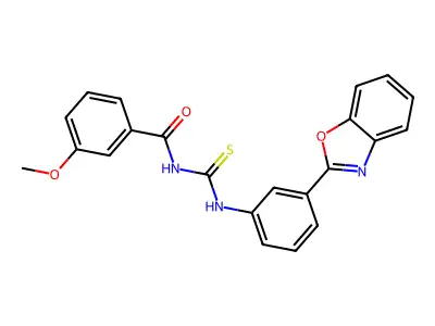 N-[[3-(1,3-benzoxazol-2-yl)phenyl]carbamothioyl]-3-methoxybenzamide structure