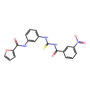 N-[3-[(3-nitrobenzoyl)carbamothioylamino]phenyl]furan-2-carboxamide structure