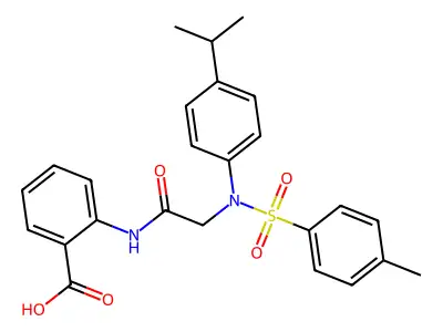 2-({N-[(4-methylphenyl)sulfonyl]-N-[4-(propan-2-yl)phenyl]glycyl}amino)benzoic acid structure