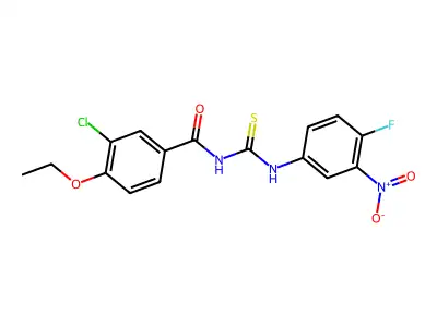 3-chloro-4-ethoxy-N-[(4-fluoro-3-nitrophenyl)carbamothioyl]benzamide structure