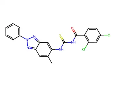 2,4-dichloro-N-[(6-methyl-2-phenylbenzotriazol-5-yl)carbamothioyl]benzamide structure