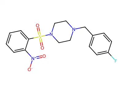 1-[(4-Fluorophenyl)methyl]-4-(2-nitrophenyl)sulfonylpiperazine structure