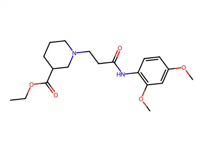 Ethyl 1-{3-[(2,4-dimethoxyphenyl)amino]-3-oxopropyl}piperidine-3-carboxylate structure