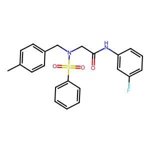 2-[benzenesulfonyl-[(4-methylphenyl)methyl]amino]-N-(3-fluorophenyl)acetamide structure