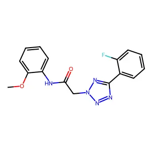 2-[5-(2-Fluoro-phenyl)-tetrazol-2-yl]-N-(2-methoxy-phenyl)-acetamide structure