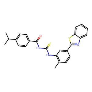 N-[[5-(1,3-benzothiazol-2-yl)-2-methylphenyl]carbamothioyl]-4-propan-2-ylbenzamide structure