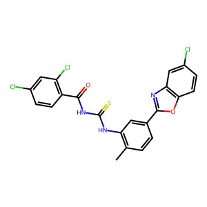 2,4-dichloro-N-[[5-(5-chloro-1,3-benzoxazol-2-yl)-2-methylphenyl]carbamothioyl]benzamide structure