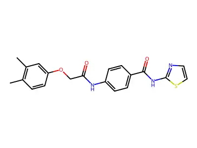 4-[[2-(3,4-dimethylphenoxy)acetyl]amino]-N-(1,3-thiazol-2-yl)benzamide structure