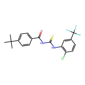 4-tert-butyl-N-{[2-chloro-5-(trifluoromethyl)phenyl]carbamothioyl}benzamide structure