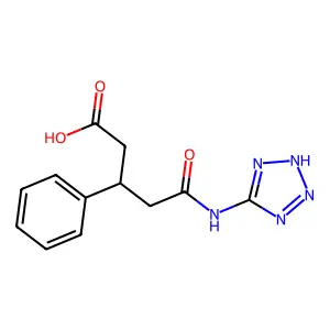 3-Phenyl-4-(1H-tetrazol-5-ylcarbamoyl)-butyric acid structure