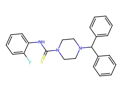 4-benzhydryl-N-(2-fluorophenyl)piperazine-1-carbothioamide structure