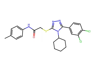 2-{[4-cyclohexyl-5-(3,4-dichlorophenyl)-4H-1,2,4-triazol-3-yl]sulfanyl}-N-(4-methylphenyl)acetamide structure