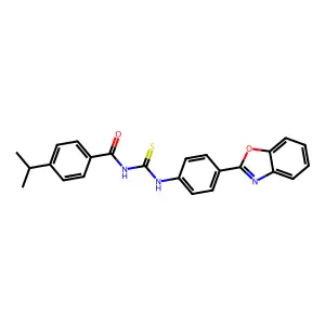 N-[[4-(1,3-benzoxazol-2-yl)phenyl]carbamothioyl]-4-propan-2-ylbenzamide structure