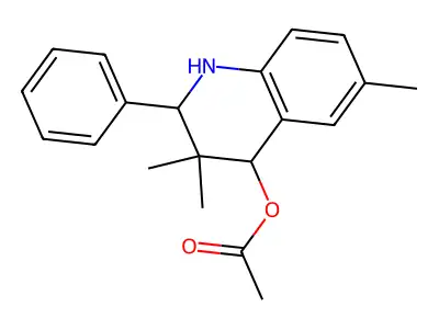 (3,3,6-trimethyl-2-phenyl-2,4-dihydro-1H-quinolin-4-yl) acetate structure