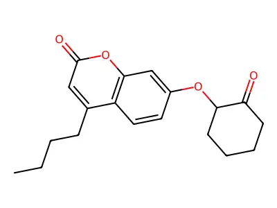4-butyl-7-[(2-oxocyclohexyl)oxy]-2H-chromen-2-one structure
